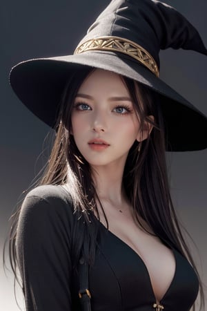 (charming lady by Tony Taka), (black witch hat), ((dynamic pose)), masterpiece, highres, absurdres,broad light, Sharp focus, natural lighting, masterpiece, 4K, best quality, masterpiece, detailed, red eyes, windy, floating hair jenny saville , edward hopper, surrealism, style of russ mills, sakimichan, wlop, loish, artgerm, darek zabrocki, jean-baptiste monge, centre image, dof, golden hour, 8k, soft lighting aesthetic, edge-to-edge print, volumetric lighting, By Sheesh, cinematic, colorful background, concept art, dramatic lighting, high detail, highly detailed, hyper realistic, intricate, intricate sharp details, octane render, smooth, studio lighting, trending on artstation, intricate artwork masterpiece, ominous, matte painting movie poster, golden ratio, trending on cgsociety, 8k, by Lee Jeffries, depth - Gs studio,1 girl,1girl