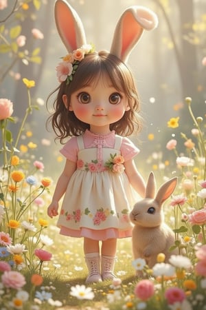 a little girl and rabbit,Gdoll