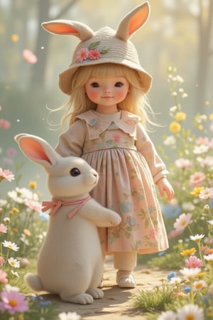 a little girl and rabbit,Gdoll