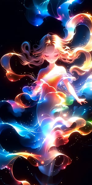Airbrushing (Beautiful mystical allure) long swirling hair, smart, environment, Using airbrushing for art, often for smooth gradients, spray effects, line glowing, or automotive art,1 girl,anime,minimalist hologram