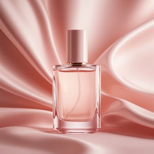 Elegant and modern perfume ad with a silk texture background,PFproduct