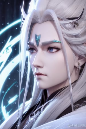 a close up of a Woman with white hair and a sword, white haired deity, with white long hair, with long white hair, artwork in the style of guweiz, white haired, guweiz, handsome guy in demon slayer art, beautiful character painting, by Yang J, white-haired, guweiz on pixiv artstation, anime character
