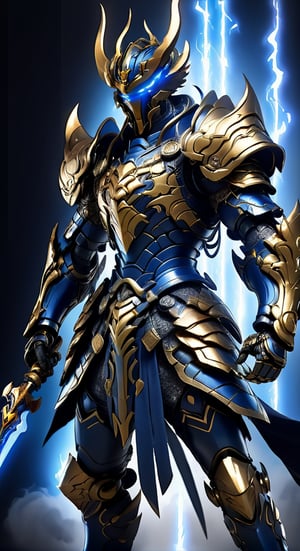Ikky character from Fenix Knights of the Zodiac agile angry, powerful figure wearing futuristic black and Dark blue Bronze Knights of the Zodiac armor and weapons, reflection mapping, realistic figure, hyper-detailed cinematic lighting photography, 32k uhd with a golden staff, lighting rgb in suit,
By: panchovilla,mecha