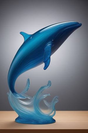 glass sculpture, 1 whale, jumping,,<lora:659095807385103906:1.0>