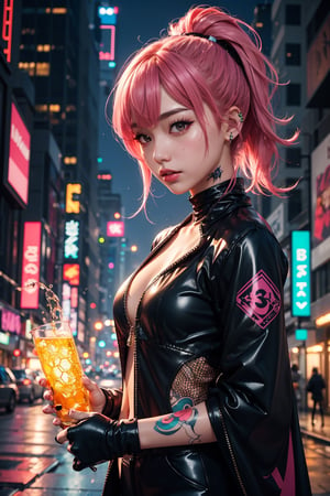 masterpiece,best_quality,15_yo_girl,upper_body,splashing,abstract,psychedelic,neon,(honeycomb pattern), (creative:1.3),sy3,SMM,fantasy00d,hands_model,cyberpunk, ,asian_girl,r1ge,pink_hair,(skinny), ore_no_imouto_ga_konnani_kawaii_wake_ga_nai, colorfull_clothes,(face_black_tattoos_1:1)