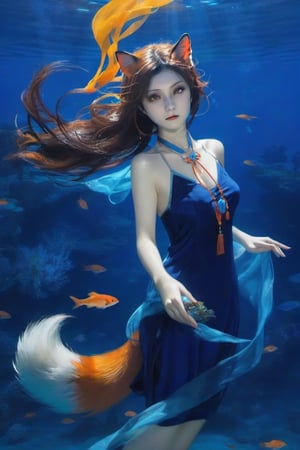 1girl,underwater,Spirit Fox Pendant,shenshou,huayu,LinkGirl,horror