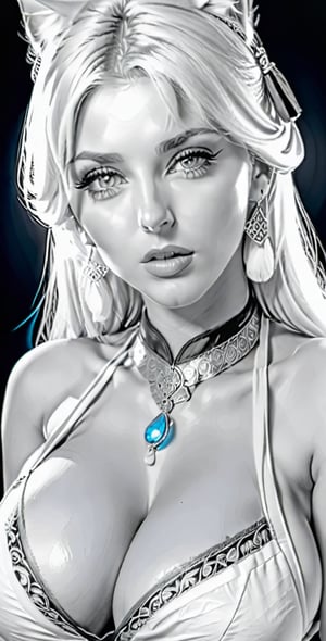 hot, sexy, beautiful face,  sexy eye, persian style,  nordic style, blond_hair, light_blue_eyes,Pencil drawing, draw, black and white, sexy body