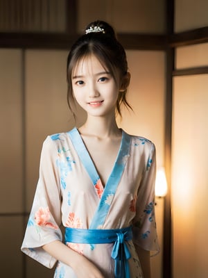 A photorealistic analog portrait of a young female model. (age 12-15, preteen girl, pretty girl, Japanese girl:1). (nude, naked body, no public hair:1.6), (slender girl, skinny body, very thin:1.3), She has a gentle smile, light makeup, and is (wearing an erotic dropped kimono dress:1.2). (beautiful hairstyle, ponytail:1.2),(high heels, dancing:0.8), The background is soft-focused with a neutral color palette, emphasizing the subject. The lighting is soft and diffused, highlighting her features and giving the image a warm, inviting atmosphere. (blank background:1.2)

More Reasonable Details,aesthetic portrait,FilmGirl,hubggirl,more detail XL,More Reasonable Details
