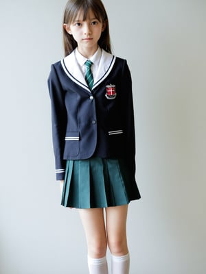 xxmix_girl,(age 13-15:1.2), 1girl, (school uniform:1.5), (nude, naked girl, completely_naked:1.3), (slender girl, skinny body, very thin:1.2)