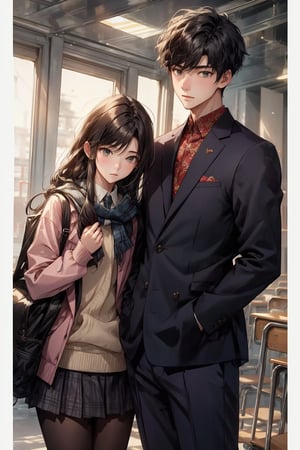 boy and a girl, 2_ characters, school romance, asian, age 17, standing close, looking away from each other , pov_wish you were mine