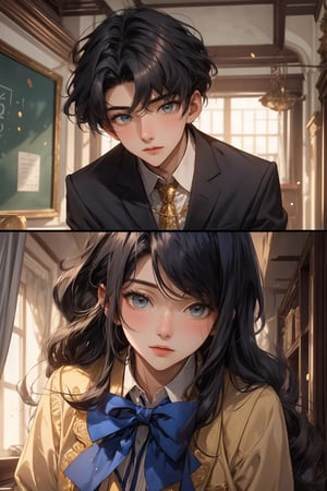 boy and a girl, 2_ characters, school romance, traingle love, south asian, kissing,obsessively, passinate love, pov_let me love you , both in  two different school uniforms, royal blue and gold