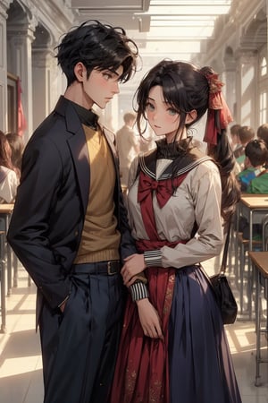 boy and a girl, 2_ characters, school romance, south asian, standing far, looking away from each other , pov_wish you were mine