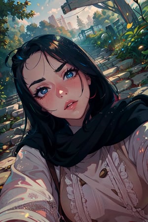 photorealistic, beautiful girl, focused , serious, cute anime girl, blushing, eyebrows , lips, symmetrical eyes,16k, detailed, big lips, hair, black eyebrow, colorful, creative, beautiful, ((colorful)), symmetrical, perfect, extremely detailed, complicated background, complex background,  magic mystical, magical, out of this world, award winning, prefect lighting, sfw,Anime