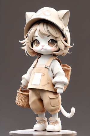 cat dressed in overalls with a basket, in the style of street style, light white and
light brown, transparent/translucent medium, mori kei, striped, street life scenes, hip-hop style --ar 3:4,3d style,aw0k straightsylum,lofi,Xxmix_Catecat,chibi