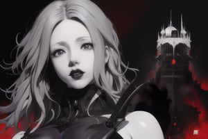 anime girl samurai, cyberpunk, gothic,High detailed ,slan_aiwaifu,monochrome