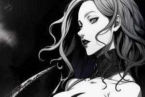 anime girl samurai, cyberpunk, gothic,High detailed ,slan_aiwaifu,monochrome