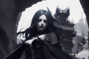 anime girl samurai, cyberpunk, gothic,High detailed ,slan_aiwaifu,monochrome