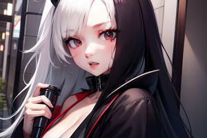 anime girl samurai, cyberpunk,Torudaya style,ReikoTerayama_aiwaifu, gothic, white hair,MASTURBATION, black hair