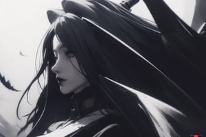 anime girl samurai, cyberpunk, gothic,High detailed ,slan_aiwaifu,monochrome