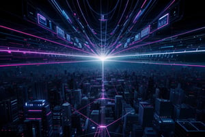 holographic background, virtual network, (dramatic lighting, high contrast, dynamic angle), dark background, cyberspace, information technology, networks background, fishnets,