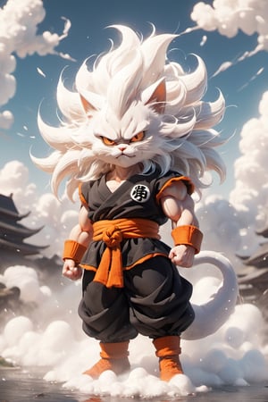 cute angry ghost, saiyan,master karin, dragon ball z, high contrast, depth_of_field, ray tracing, atmospheric,Xxmix_Catecat,mythical clouds,3d style,3d,EpicSky