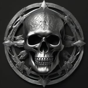 silver and black skull logo to create a well detailed style necromancer

