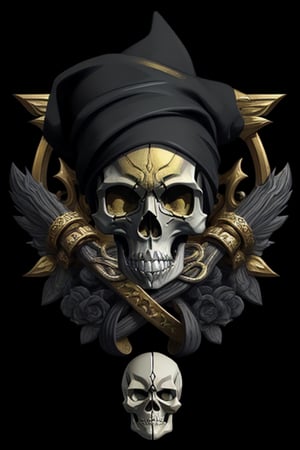 black and gold skull logo to create a well detailed style necromancer