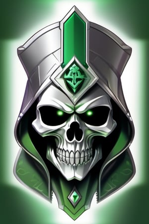 silver and green skull logo to create a well detailed style necromancer