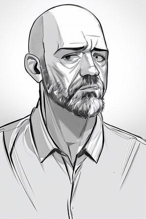 bald and beard man sketch style