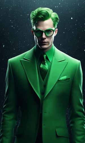 a giant 8K poster of, The Riddler, Edward Nigma, may lack physical prowess, but his genius intellect fuels an unconventional fighting style marked by evasion, gadgets, and psychological tactics, making him a formidable foe in Gotham's underworld. --q 99, "opl, red, ultra hd, realistic, vivid colors, highly detailed, UHD drawing, pen and ink, perfect composition, beautiful detailed intricate insanely detailed octane render trending on artstation, 8k artistic photography, photorealistic concept art, soft natural volumetric cinematic perfect light --q 99 --testp --chaos 90",pretopasin,MadeClinev001,ActionFigureQuiron style