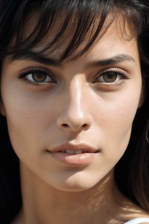 Portrait of a Fernanda Braga, very beautiful eyes, Shot on Disposable Camera, 50mm f/1.2 GM lens, film grain, Direct Sunlight, cinematic, photorealistic, film style, Kodak film, film look, high resolution, photo, photographic, hyper realistic, photorealistic, highly detailed