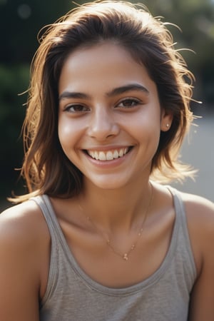 Portrait of a Mariana Neves, easy smile, Shot on Kodak Gold 200, Direct Sunlight,  photorealistic, high resolution, photo, photographic, hyper realistic, photorealistic, highly detailed