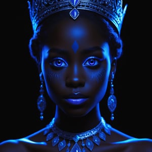 A beautiful black princess with blacklight makeup, very detailed eyes, detailed skin, cinematic, film frame, film style, Kodak film, film look, high resolution, photo, photographic, hyper realistic, photorealistic, highly detailed