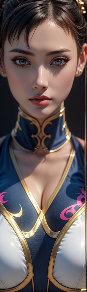 ((masterpiece, best quality)), chun li, sexy, curvy body, full body, detailed face, perfect eyes, detailed hands, street fighter, light contour, rtx reflections, mix of fantasy and realism. elements, vibrant manga, uhd image, crystal clear translucency, vibrant illustrations