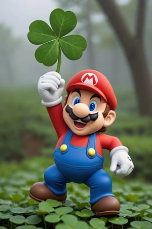 A super mario is picking up a shamrock, 
photorealistic:1.3, best quality, masterpiece,MikieHara