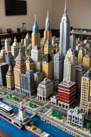 A metropolitan city built in lego,photorealistic:1.3, best quality, masterpiece,