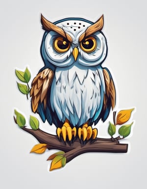 Leonardo Style, sticker,3d,cartoon,white background,vector, owl