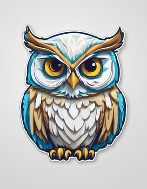 Leonardo Style, sticker,3d,cartoon,white background,vector, owl