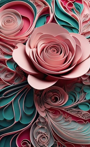  A visually captivating image showcasing a patten. The intricate designs and bold colors come together to form a mesmerizing visual composition. The environment portrayed in the scene is an abstract, dream-like setting where the patterns intertwine and evolve. The image style chosen for this concept is reminiscent of a rose-inspired illustration, with its graceful lines and soft hues.