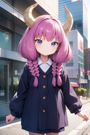 
 (A five-year-old girl:1.5),
 (Five years old:1.5),
 (infant:1.5),
 (little girl:1.5),
 (petite:1.5),
(solo:1.1),

Japanese girl,
gentle and kind expression,


aaaura,
braid,
twin braids,
horns,

(Office worker clothes:1.1),

looking at the viewer, cowboy shot,

In front of a building in Shinjuku,

bright,
sunny day,

photorealistic,
ultra-high-resolution,
8K,
