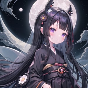 (black hair:1.5),
masterpiece, best quality, intricate details, (kaguya-hime:1.5), (little girl:1.5), (petite:1.5), beautiful child, black hair, white skin, light purple eyes, traditional Japanese kimono, (full moon background:1.3), ethereal glow, innocent smile, (childlike features:1.2), (fairy tale atmosphere:1.3), upper body portrait, (moonlit sky:1.2), (soft moonlight illumination:1.2), (lunar landscape:1.1), (kimono with moon patterns:1.1), (celestial theme:1.2)