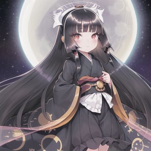 (black hair:1.5),
masterpiece, best quality, intricate details, (kaguya-hime:1.5), (little girl:1.5), (petite:1.5), beautiful child, black hair, white skin, light purple eyes, traditional Japanese kimono, (full moon background:1.3), ethereal glow, innocent smile, (childlike features:1.2), (fairy tale atmosphere:1.3), upper body portrait, (moonlit sky:1.2), (soft moonlight illumination:1.2), (lunar landscape:1.1), (kimono with moon patterns:1.1), (celestial theme:1.2)