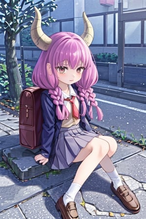 aaaura, braid, twin braids, horns, 

Young Japanese female student, (Cute and petite girl), High school student in Japan, Schoolgirl uniform, Pleated skirt, Blazer, Tie, Loafers, Backpack, (Highly detailed photos of CG Unity 8K), (A highly detailed Cute Japanese schoolgirl), (Photo Real), ((top-quality)), ultra-detailliert, (masterpiece), An ultra-high picture quality, Viewer, Gentle and kind expression, Very beautiful hair, Bright and natural photo, Cute and pretty like an idol, Minimal jewelry