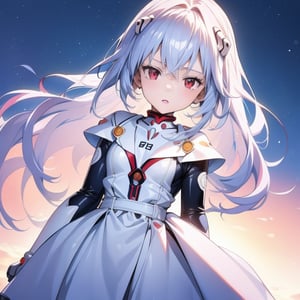 (6 year old girl:1.7),  
ayanami_rei,  

(insanely detailed:1.1),  
(Ultra detailed:1.1),  
high-quality 8K illustration,  

(cowboy shot:1.7),  

pale skin,  
short light blue hair,  
red eyes,  
Dressed in her iconic white and blue plugsuit with neural connectors in her hair,  

Natural, lifelike pose and expression,  

on a bright sunny day,  
(Background features the White House:1.3),  

studio quality lighting,  

of a 6-year-old Ayanami Rei from Neon Genesis Evangelion,  
