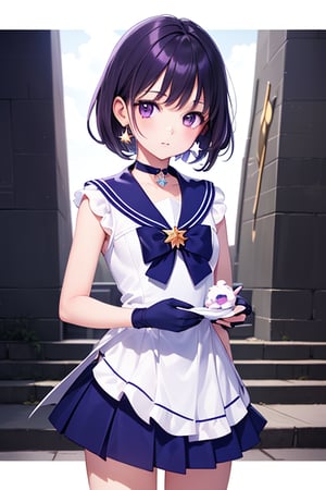  (A five-year-old girl:1.5),
 (Five years old:1.5),
 (infant:1.5),
 (little girl:1.5),
 (petite:1.5),
(solo:1.1),

A 6-year-old Japanese schoolgirl incorporating Sailor Saturn elements,
looking at the viewer,
cowboy shot,

(In front of the pyramid:1.3),

short purple hair,
purple eyes,

magical girl outfit,
sailor senshi uniform,
miniskirt,
purple sailor collar,
white gloves,
circlet,
brooch,
choker,
earrings,
gloves,
jewelry,
star choker,


beautiful and detailed illustration,
high-quality,
8k resolution,
perfect lighting,
extremely detailed CG,
perfect hands and anatomy,
masterpiece,

bright,
sunny day,