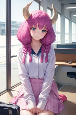 (solo:1.5),
sweet,
adorable,
6-year-old,
Japanese,
kindergarten girl,
gentle and kind expression,
innocence,
playfulness,
delicate and youthful facial features,
subtle smile,
sparkling eyes,

aaaura,
braid,
twin braids,
horns,
cute hairstyle,

(Office worker clothes:1.1),
minimal jewelry,

bright,
sunny day,
natural atmosphere,

(airport:1.1),

photorealistic,
ultra-high-resolution,
8K,
masterpiece,
ultra-detailed,
top-quality artistry,
highly realistic,
intricate textures,
subtle natural lighting,
evoking a sense of warmth and cuteness,