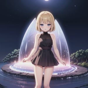 long hair, idol, big eyes, loli, forest, night, moonlight, lake, short hair,phgems