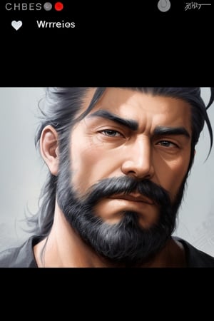 mysterious bearded warrior man, powerful spirit warrior