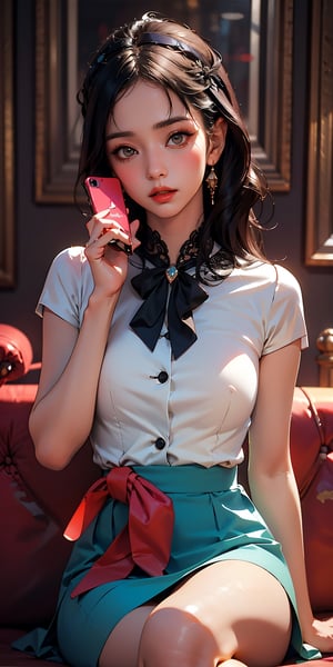 (masterpiece, best quality, supeior quality, intricate details, beautiful, aesthetic:1.2), high quality, 8k, RAW, ultra details, two girls, 25 and 45 years old, boss and subordinate, office, full-length, boss takes a picture on the phone, subordinate lifted her skirt, panties are visible, legs in stockings, embarrassment, background, (perfect hands:1.1),