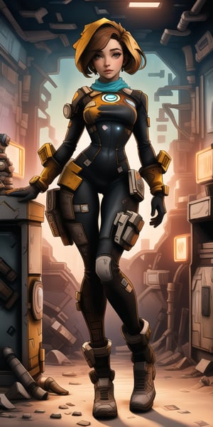 ((nsfw, line art, watercolor borderlands game style, dark tones, borderlands game)), combat pose, a beautiful woman with braided hair, in a post-apocalyptic landscape of the borderlands game universe, torn clothing, borderlands style clothing game, natural action pose, elongated body, full body, slender body, black skin, beautiful african, face with delicate features, beautiful face, detailed hands, well-designed hands, five fingers on hands, proportionate body, slim body, slim body Waisted, Detailed, Masterpiece, High Quality, 8k, nsfw